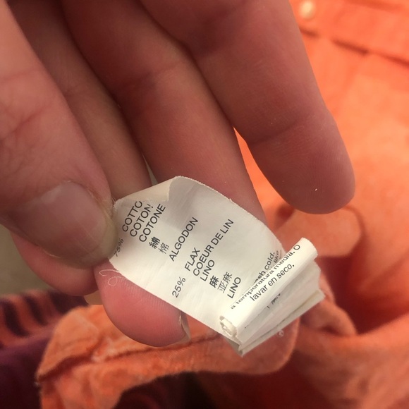 Gap Orange Long Sleeve Button-Up Shirt Large Cotton/Flax Blend - Picture 5 of 5